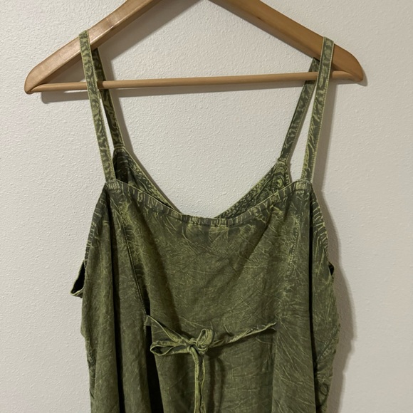 Style In Fashion Fairycore Embroidered Floral Midi Dress Washed Green Plus Size - Picture 6 of 8